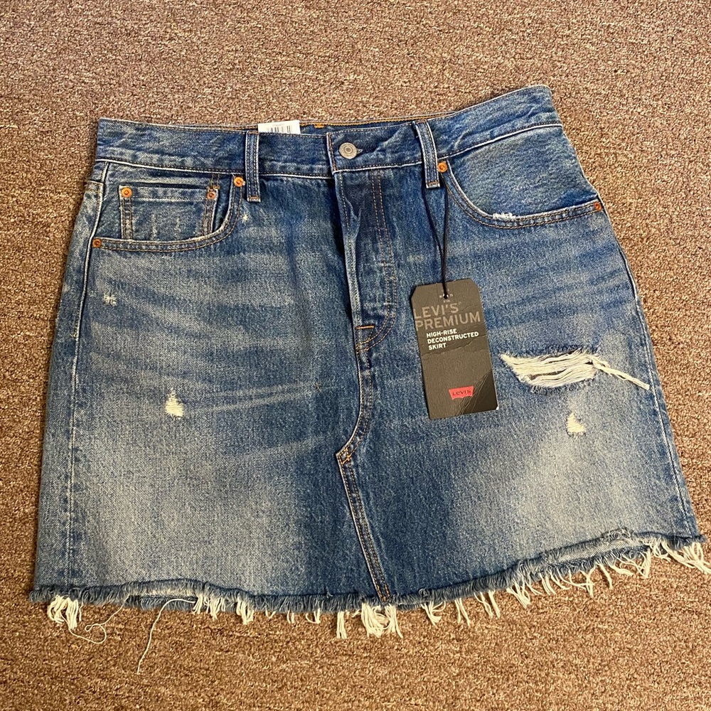 Levi High Rise Deconstructed Jean Skirt